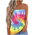thumbnail image 2 of Dyegold Womens Tops Dressy Casual Summer Strapless Tube Tops for Women Butterfly Floral Sleeveless Casual Pleated Flowy Crop Tunic Blouses Shirt, 2 of 5