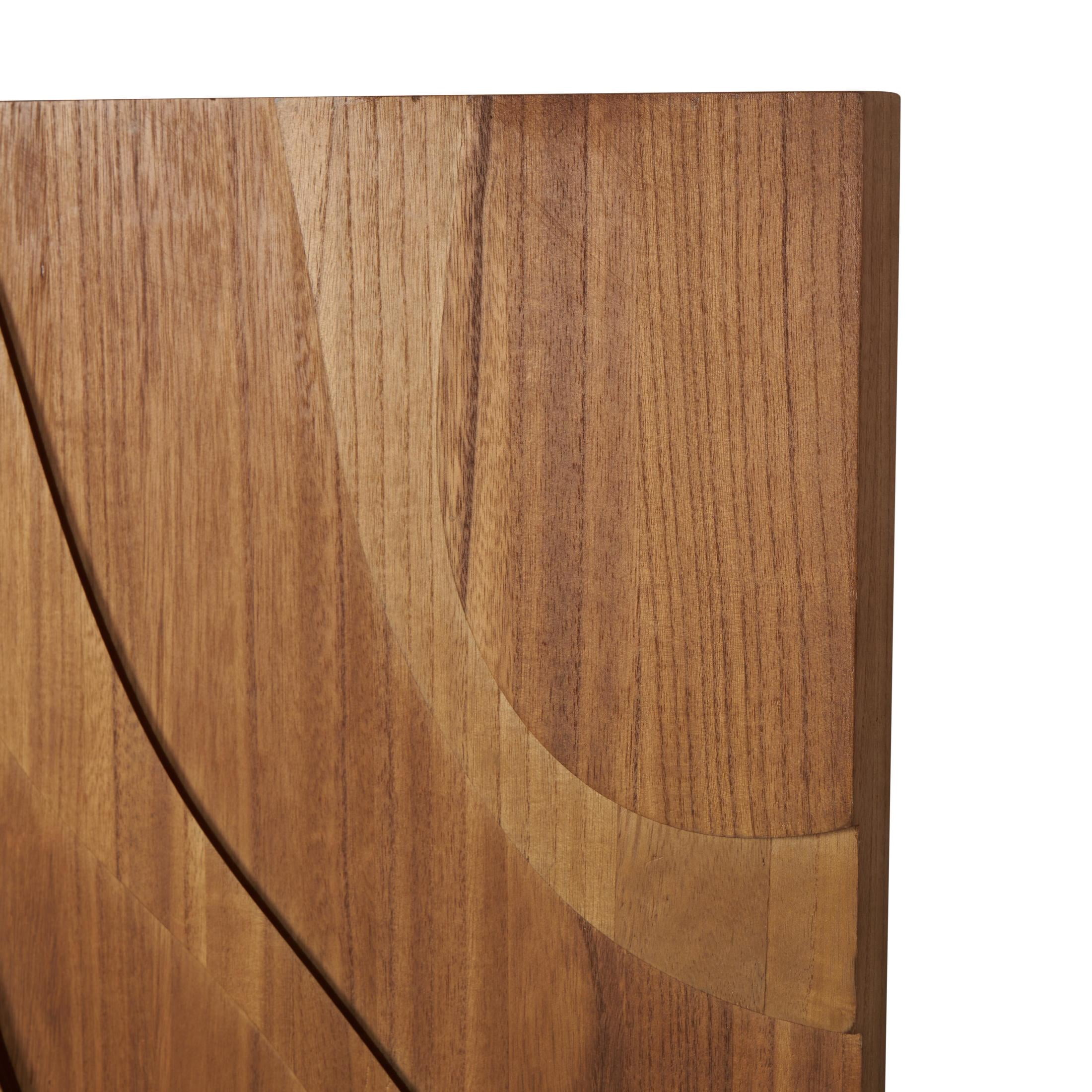 DecMode Brown Wooden Wavy Carved Abstract Wall Decor (2 Count)