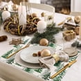 thumbnail image 4 of Christmas Placemats Set of 4, 12x18 Inch Green Merry Christmas Pine Trees Heat-Resistant Place Mats, Seasonal Winter Table Decors for Farmhouse Kitchen Dining Xmas Holiday Party, 4 of 6