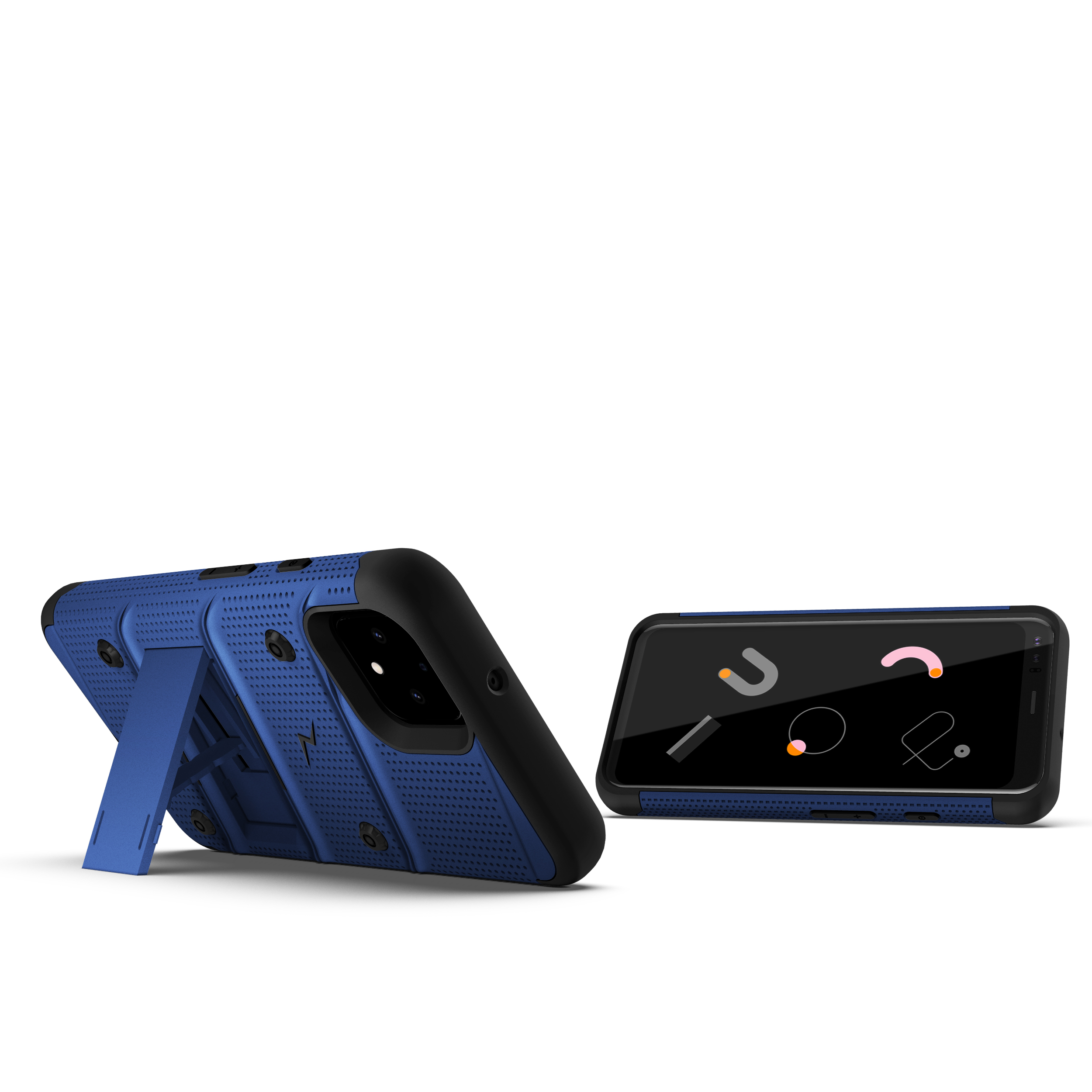 ZIZO BOLT Series Google Pixel 4 XL Case | Heavy-duty Military-grade Drop Protection w/ Kickstand Included Belt Clip Holster Tempered Glass Lanyard (Blue/Black)