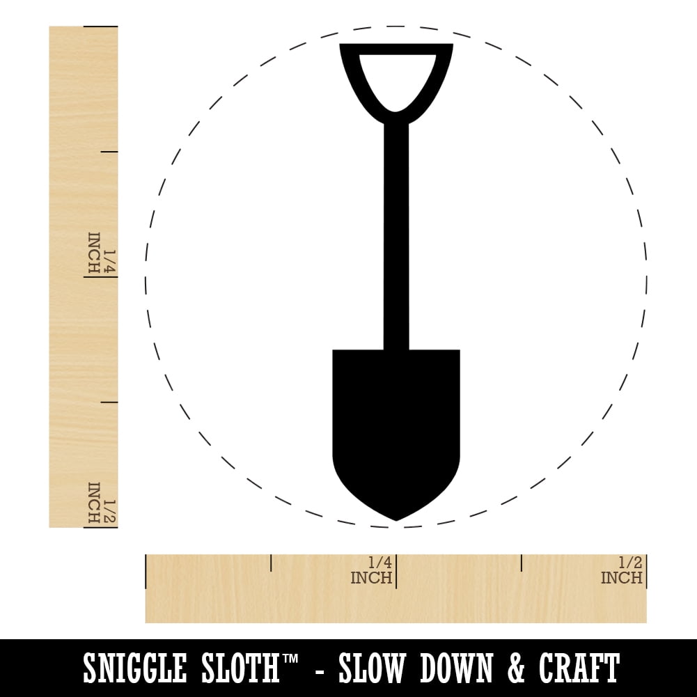 Shovel Silhouette Tools Self-Inking Rubber Stamp Ink Stamper - Fuchsia Ink - Mini 1/2 Inch