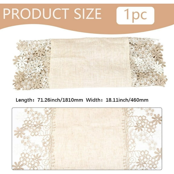 1PC Coffee Lace Floral Embroidery Table Runner Rectangular Vintage Boho Tablecloth Flower Pattern Long Rustic Wedding Dining Tables Runners for Home Holiday Party Bridal Living Room Decor