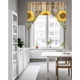 thumbnail image 4 of Sunflowers Kitchen Curtains Swag Valance for Windows/Bathroom/Cafe, Botanical Floral Butterfly Brown Wooden Grain Rod Pocket Drape Panel Swag Curtains Valance for Bedroom/Living Room 56"x36", 4 of 6
