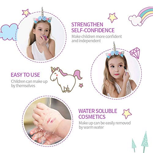 Kids Makeup Kit for Girl,27 Pcs Makeup Set Toy with Pink Unicorn Cosmetic  Bag,Pretend Makeup for Lit…See more Kids Makeup Kit for Girl,27 Pcs Makeup
