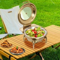 6L/6.34Qt Roll Top Stainless Steel Round Chafing Dish Buffet Set W/ Fuel Holder