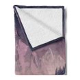 thumbnail image 2 of Northwoods Soft Flannel Fleece Throw Blanket, Foggy Mountain Range Coniferous Trees Adventure in Wilderness, Cozy Plush for Indoor and Outdoor Use, 50" x 70", Dark Purple Grey Mauve, by Ambesonne, 2 of 5
