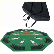 Poker Table Top 48” Octagon 8-Player Folding with Cup Holders Chip Racks | Green | Classic