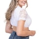 thumbnail image 3 of Blusa de encaje para mujer - Manga corta blanca - Blusa elegante para mujer transparente y opaca (L), 3 of 4