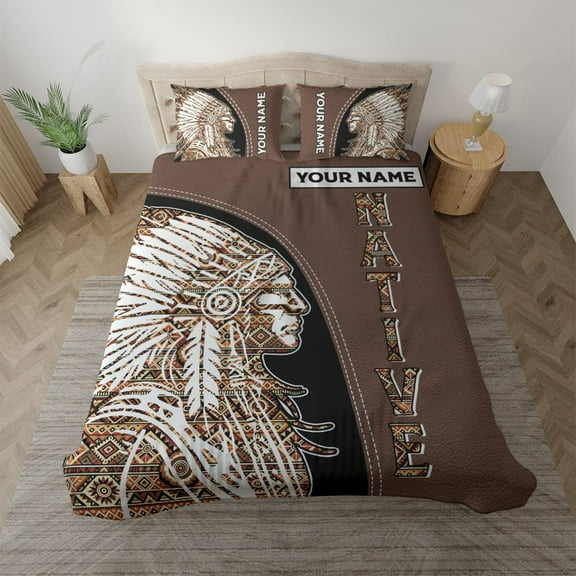 Lotusprinthandmade Personalized Native America Bedding Set (Made in Vietnam) (60x80), custom native america bedspread, native america print bedding set