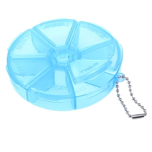 Round 7 Days Pill Box Organizer for Medicine Travel Pill Case Container Weekly Holder (Blue)