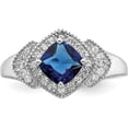 thumbnail image 4 of Sterling Silver Cheryl M Rhodium-Plated Fancy Blue Glass And Cz Ring (Size 8) Made In China qcm1571-8, 4 of 5