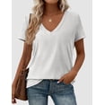 thumbnail image 3 of PRETTYGARDEN Women's V Neck T Shirts Summer Short Sleeve Spring Going Out Tops Casual Loose Fit Basic Tees Beach Clothes, 3 of 10