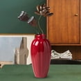 thumbnail image 2 of Florero rojo de cerámica, floreros decorativos, florero de cerámica de escritorio, florero rojo pequeño para estantería, 2 of 8