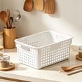 thumbnail image 2 of Plastic Storage Baskets,Storage Baskets for Shelves with Handle,Stackable Plastic Storage Baskets for Organizing,Organizer Bins,Organizer Containers Baskets for Cabinet,Closet, Office,White, 2 of 8