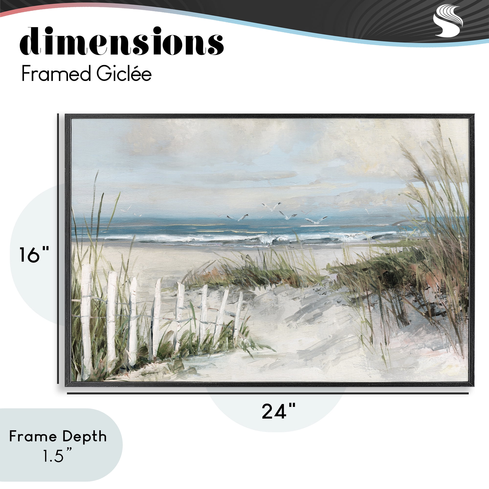 Stupell Industries Dunes With Weathered Fence Black Framed Giclee Art, design by Sally Swatland