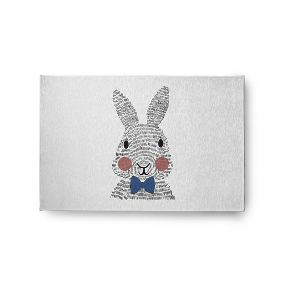 Simply Daisy 2' x 3' Dark Cobalt Blue Bow-tie Bunny Easter Chenille Rug