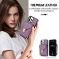 thumbnail image 5 of for iPhone 12 Pro Max Case Wallet with Shoulder Strap for Women - Crossbody Lanyard,Zipper Pocket,Credit Card Holder,Shockproof - Metal Buckle Closure Premium PU Leather Case, Purple, 5 of 10