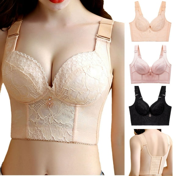 Kmdttou Bras for Women Push-Up Full Coverage Comfort Supportive Bra Women Leopard-Print Front Buckles Underwear No Steel Close Bra