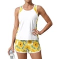 thumbnail image 4 of JULMCOMO Tankini Swimsuits for Women Sunflower Print Drawstring Crew Neck Sports Bathing Suit Beach Summer Two Piece Swimsuit Complexion XL, 4 of 6