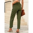 thumbnail image 6 of DOKOTOO Womens Cotton Pants Elastic Waist Straight Leg Pants with Pockets Lightweight Casual Pants Green S US 4-6, 6 of 10