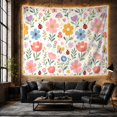 thumbnail image 6 of Floral Mushroom Pattern with Ladybugs, Cheerful Cottagecore Style for Mushroom Lovers, Botanical Wall Decor Birthday Gift, Tapestry Wall Hanging for Bedroom and Dorm, 6 of 7