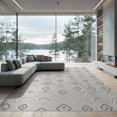 thumbnail image 2 of ODIKA 8'x10' Ivory Geometric Diamond Design Washable Area Rug Intricate Modern Symmetrical Pattern Non-Slip Chair-Friendly Mat for Dining Room, Large Office, Lounge, 2 of 7