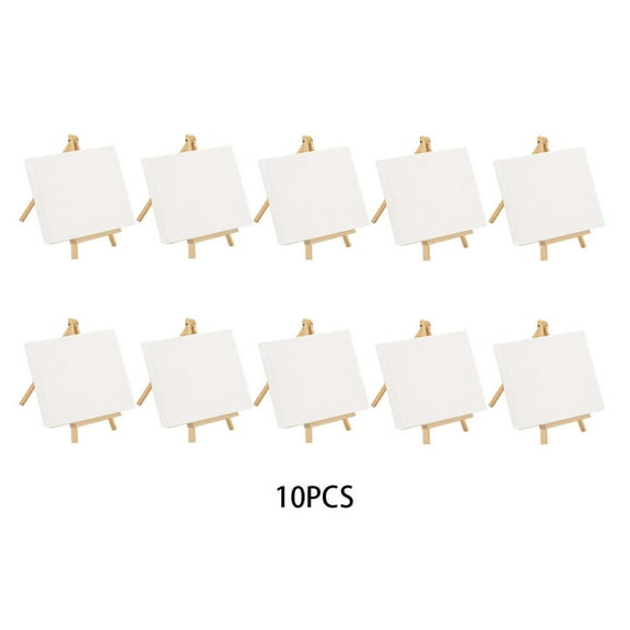 10 Pack Painting Wooden Pre Stretched Easel Canvas Set For Oil Acrylic Primed Blank Professional Craft Kids Mini Art Table Top