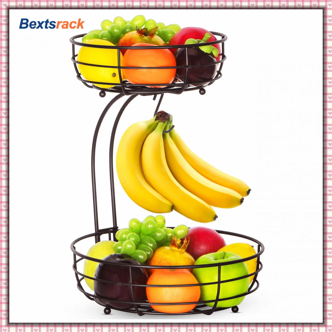 Bextsrack 2 Layer Disassembly Fruit Basket With Banana Holder in Home