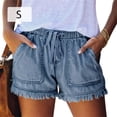 thumbnail image 4 of Minnieouse Pantalones cortos de mezclilla suaves para mujer, pantalones cortos de tela vaquera para niñas y adolescentes, ropa de verano para mujer Prendas para la parte inferior del cuerpo Azul S Minnieouse AP010851-11, 4 of 5