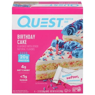 2 Pack - Quest 20g Protein Bars - Birthday Cake - 4 ct Packaging may vary