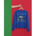 thumbnail image 5 of Old Glory Mens Ugly Christmas Sweater Shark Santa Hat Long Sleeve Sweatshirt, 5 of 5
