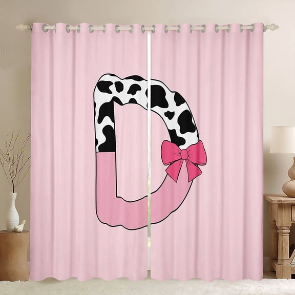 Erosebridal Personalized Alphabet D Curtains for Living Room,Kawaii Initial 30%-50% Blackout Curtains Set of 2 (38x45),Curtains Pack of 2 (38x45),Teenager Bedroom Decor