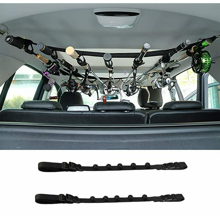 Kernelly 2pcs Vehicle Fishing 5 Rod Reel Combos Holder Heavy Duty Car Rod  Saver Metal Clamp Fishing Pole Rack Belt Strap Carrier for SUVs Wagons Vans  