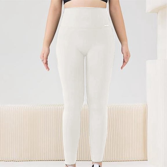Women's Yoga Pants Solid Lightweight Design High Waist Plus Size Pants Yoga Leggings for Women Beige XXL