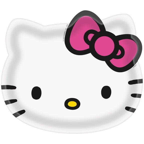 Unique White Hello Kitty Shaped Paper Plates - 8.50" x 7.38" Pack of 8 - Fun Character Design, Perfect for Kids' Birthday Parties and Themed Celebrations