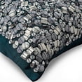 thumbnail image 2 of Cushion Covers For Chairs, Teal Blue Designer Pillow Covers 16x16 inch (40x40 cm), Silk Throw Pillows For Couch, Abstract, Bling, Sequins Embellished - Antique Silver Treasure, 2 of 4