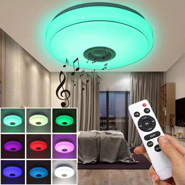 33CM Bluetooth Speaker White + RGB Light Smart LED Ceiling Light Dimmable Modern Lamp 186-268V
