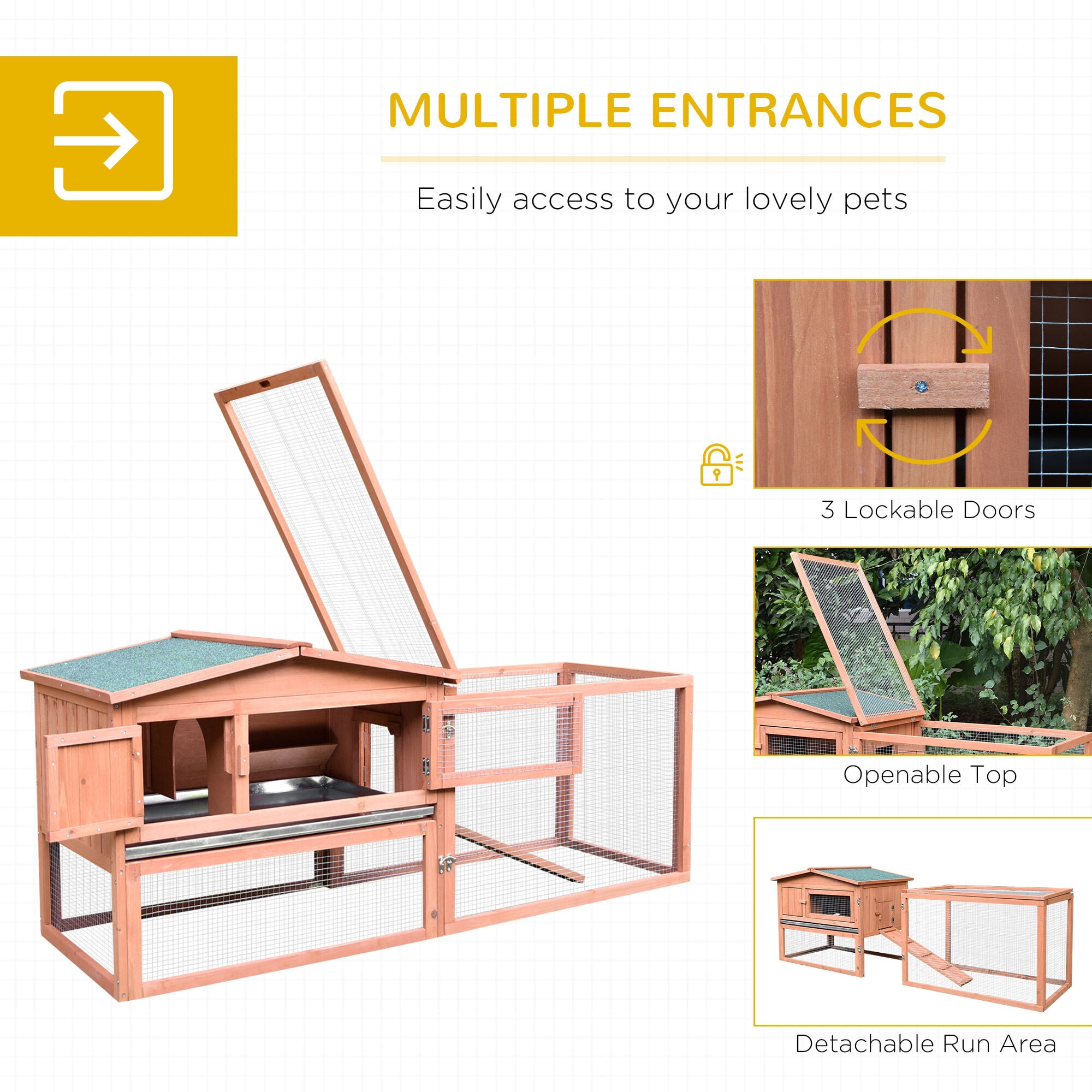 Dog Crate, Rabbit Cage Outdoor, Wooden Outdoor Rabbit Hutch, Small Animal Habitat, Natural Pet Playpen,Metal Chicken Coop, Pet Supplies Pens & Hutches