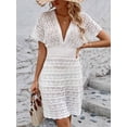 thumbnail image 3 of FEORJGP Women's Bikini Cover Ups Ladies Beach Mini Dress Short Sleeve Coverups Deep V Neck Swimwear Solid Color Swimsuit Cover Up  Elegant Casual Summer Clothes, 3 of 8