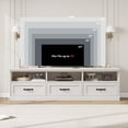 thumbnail image 4 of TV Stand for 65/70/75 in TV, Entertainment Center with Storage Drawer, Mid-Century Modern TV Console with Open Shelves, 70 in Media TV Cabinet for Living Room, Bedroom, Vintage White, 4 of 7