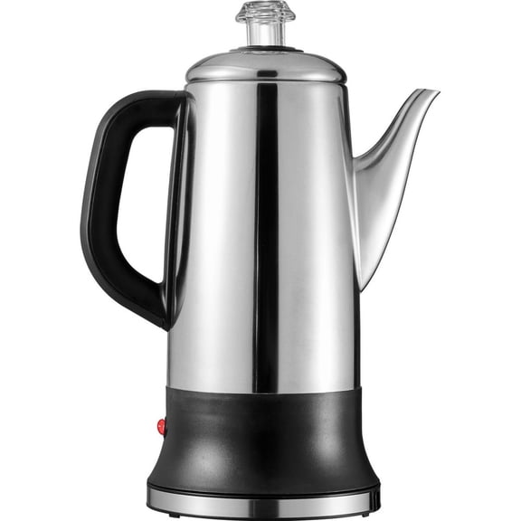 12-Cup Electric Percolator Coffee Pot, 304 Stainless Steel, Keep Warm Function, Heat-Resistant Handle