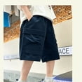 thumbnail image 5 of Boys Stretch Waist Cargo Shorts with Drawstring for Summer Casual Streetwear and Outdoor Activities Tween Kids Summer Soft Comfy Trousers Y2K Streetwear Cute Teen Basic Pants, 5 of 5