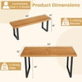 thumbnail image 3 of Costway 3PCS Patio Dining Table Set, 63” Rectangle Table 2 Backless Bench Umbrella Hole, 3 of 10