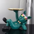 thumbnail image 4 of Estatua De Bandeja De Escritorio Estatua de resina para perro, 1 bandeja de metal, adorno de perro Bulldog fresco para regalo (verde) Likrtyny Libre de BPA, 4 of 7