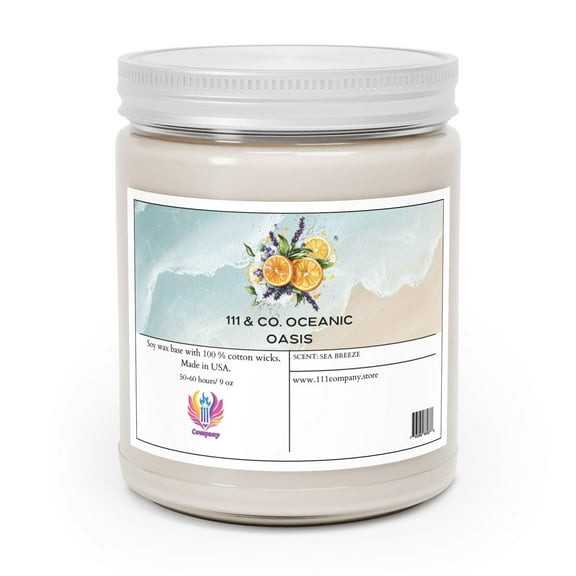 111 & Co. Oceanic Oasis Sea Breeze Scented Candle | Soy Wax 9oz
