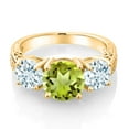 thumbnail image 3 of Gem Stone King 3.57 Ct Green Peridot Sky Blue Aquamarine 18K Yellow Gold Plated Silver Ring (Size 6), 3 of 5