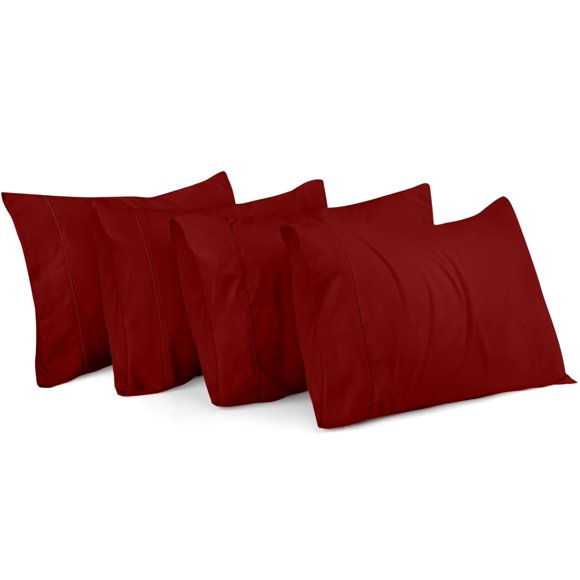 Juego de 4 fundas de almohada Utopia, tamaño king, 20 x 40 cm, color rojo