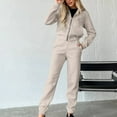 thumbnail image 2 of Busydd Two Piece Sets for Women Solid Color Track Suits Long Sleeve Zip Up Hoodies and Sweatpants with Pockets Sweatsuits Sets Casual Fall Vacation Travel Outfits for Women, 2 of 9