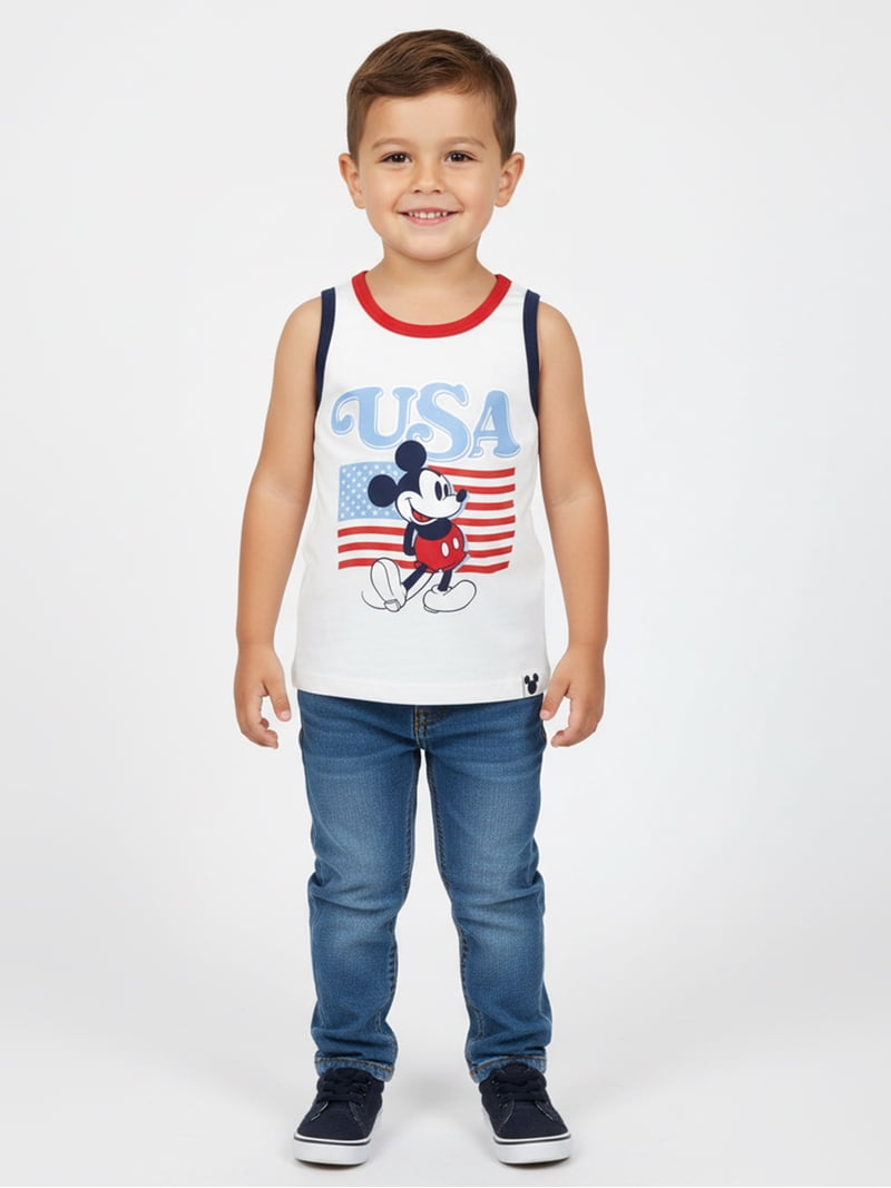 Disney Toddler Boys Mickey USA Graphic Tank Top, Sizes 12M-5T