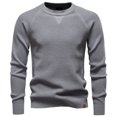 thumbnail image 2 of WTOBBY Men's Pullover Sweater Jumper with Knit Crewneck Plain Neck Vintage Style, Business Casual Fashion Top for Warm and Stylish Wear,Gray L, 2 of 4
